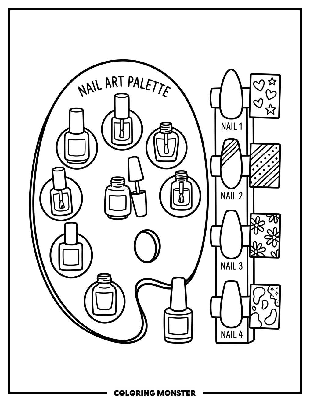 Nail Polish and Palette Fun Coloring Page
