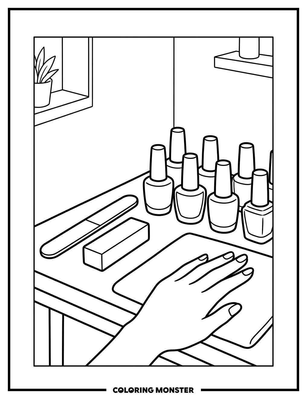 Nail Polish Station Coloring Page