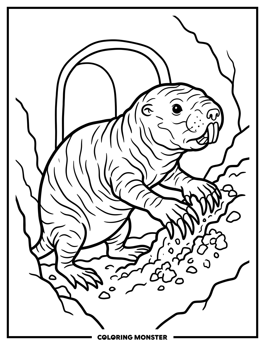 Naked Mole Rat Digging Coloring Page