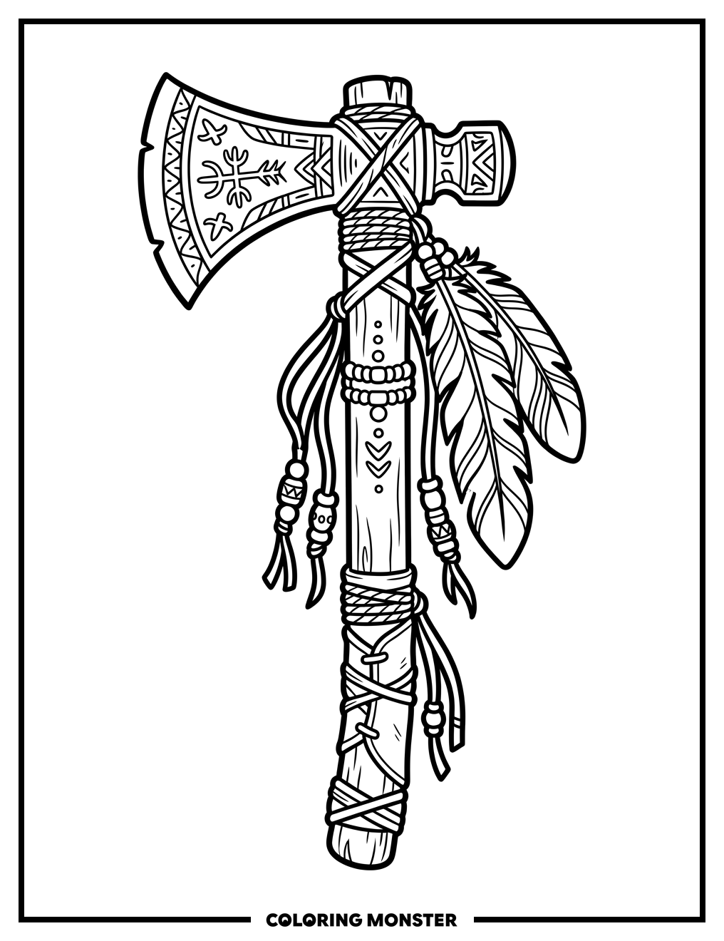 Native American Tomahawk Axe Coloring Page