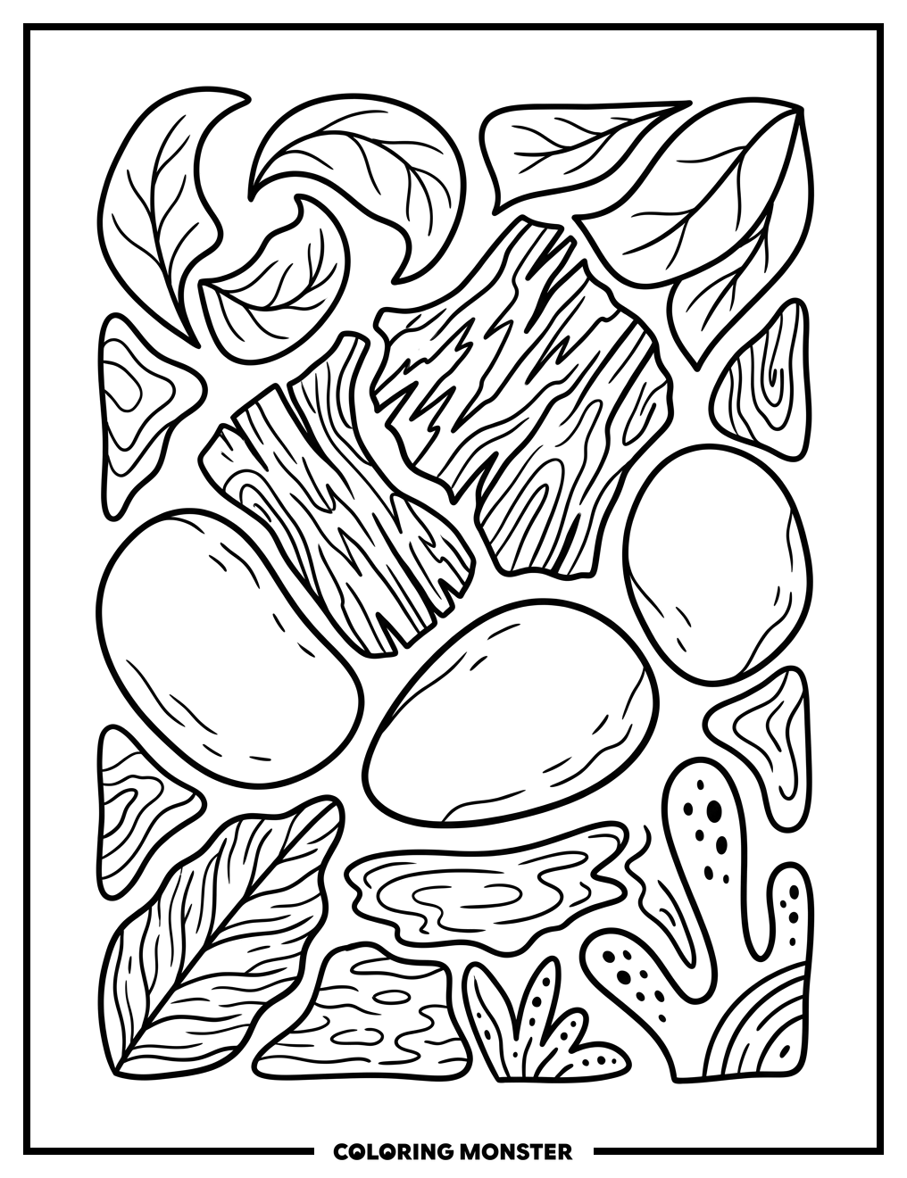 Nature's Abstract Patterns Coloring Page