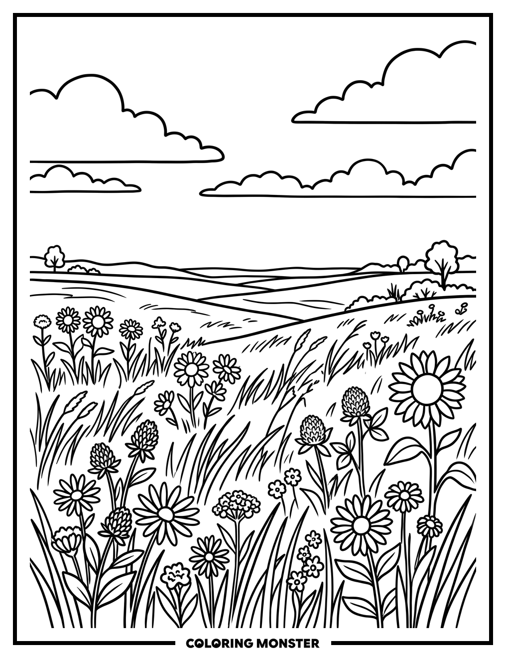 Nebraska Prairie Wildflowers Coloring Page