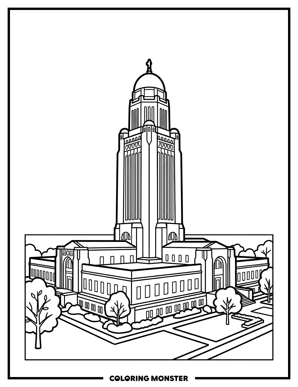 Nebraska State Capitol Building Coloring Page