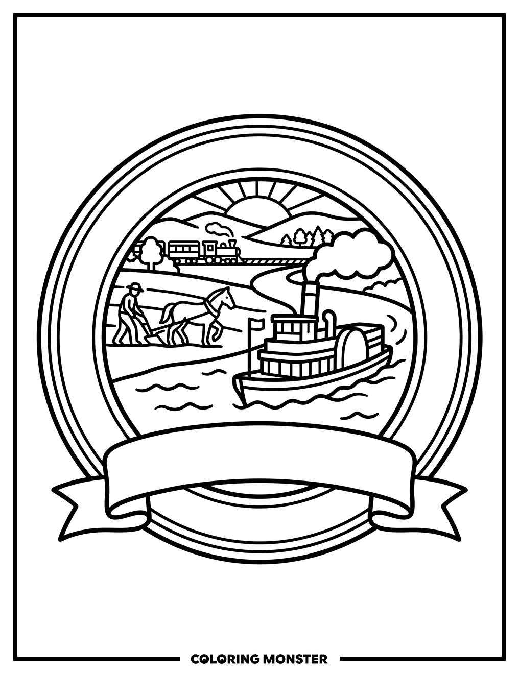 Nebraska State Seal Detail Coloring Page