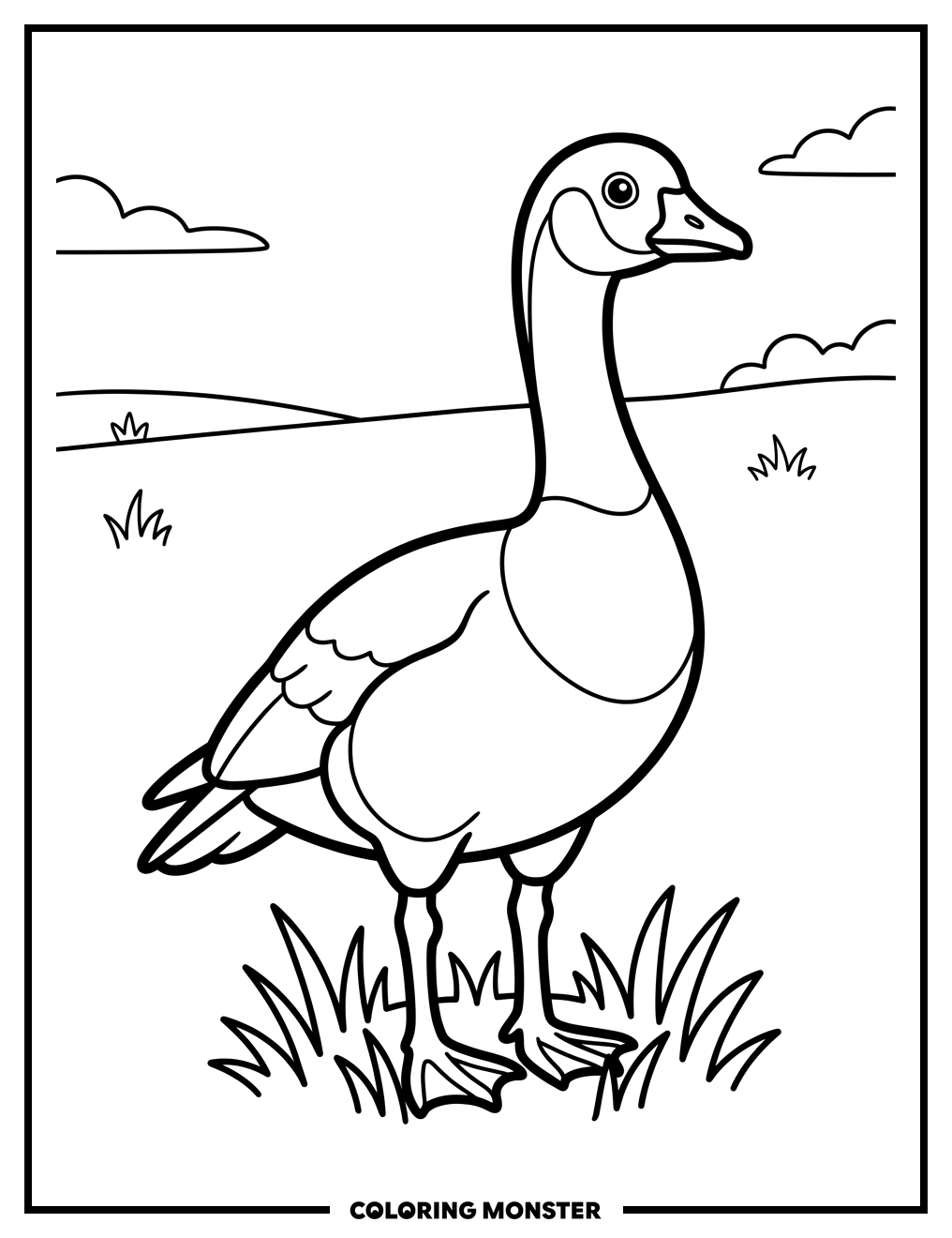 Nene Goose Standing in Grass Coloring Page