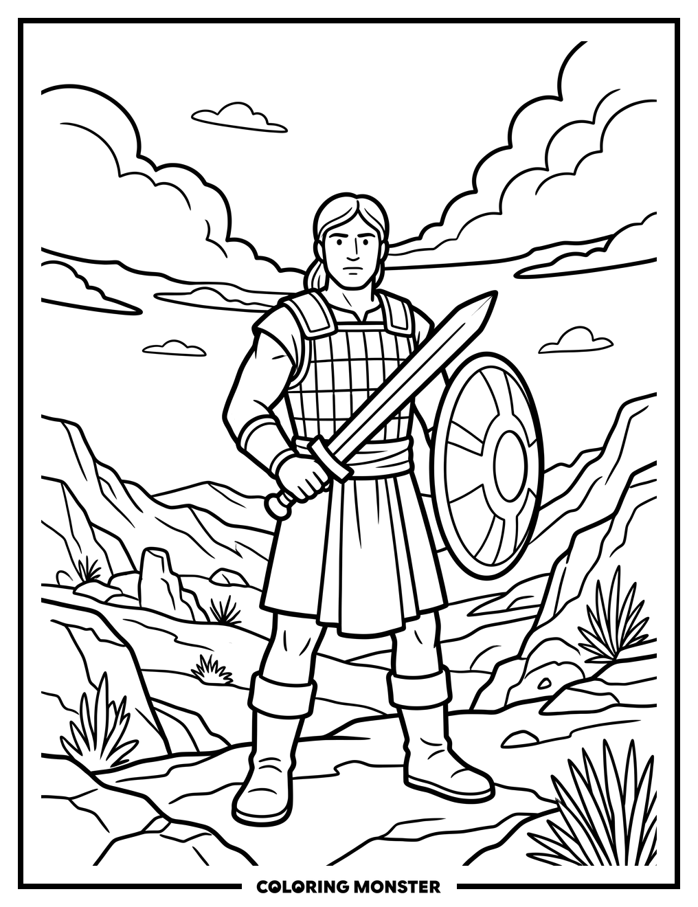 Nephite Warrior Ready for Battle Coloring Page