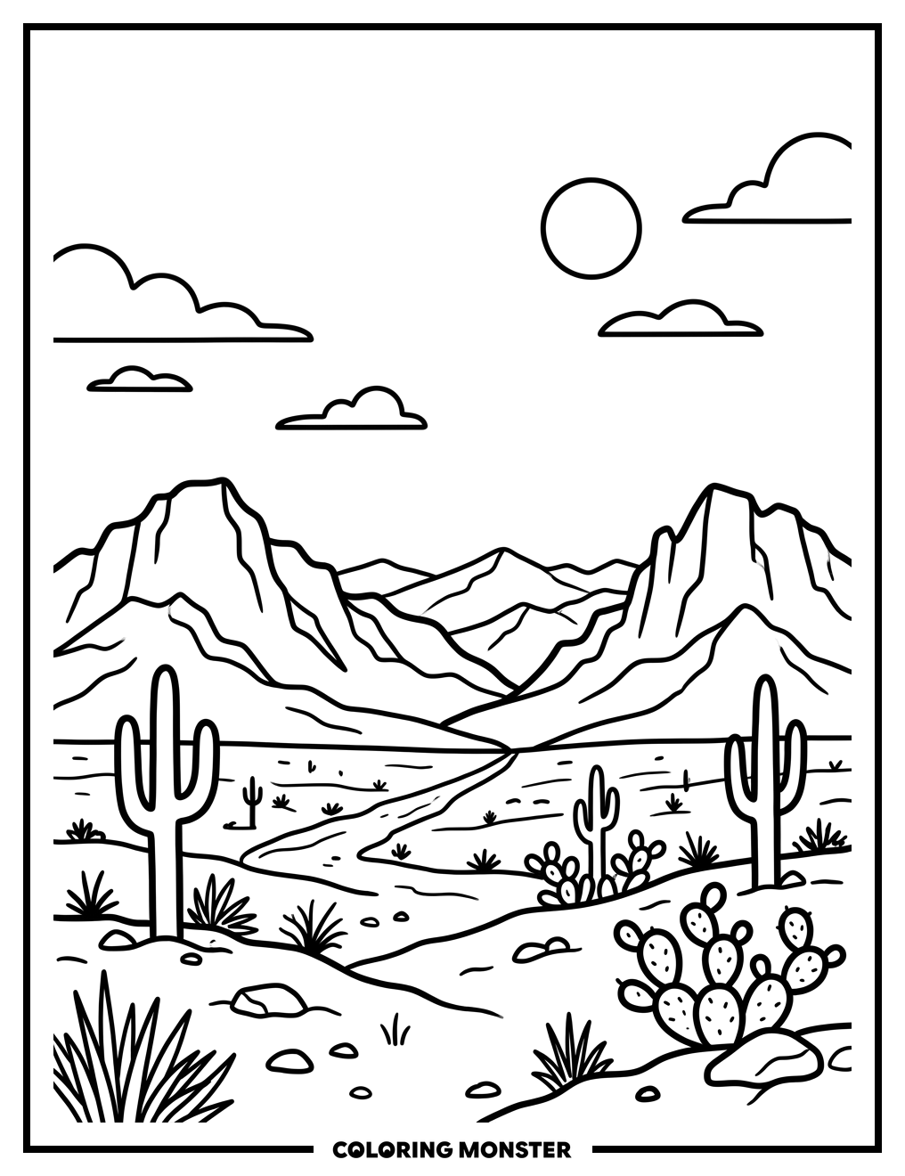 Nevada Desert Mountains Coloring Page