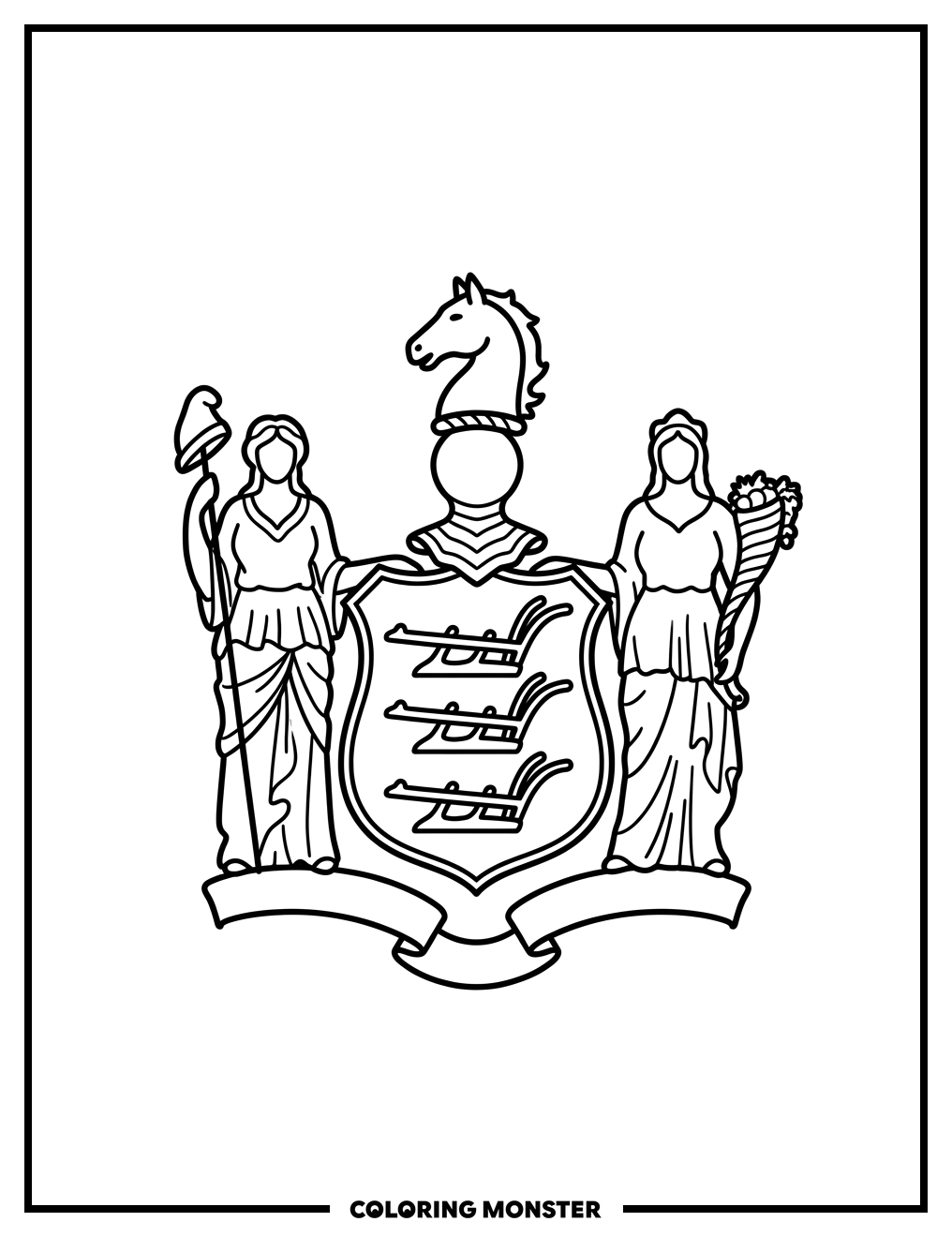New Jersey State Flag Coloring Page