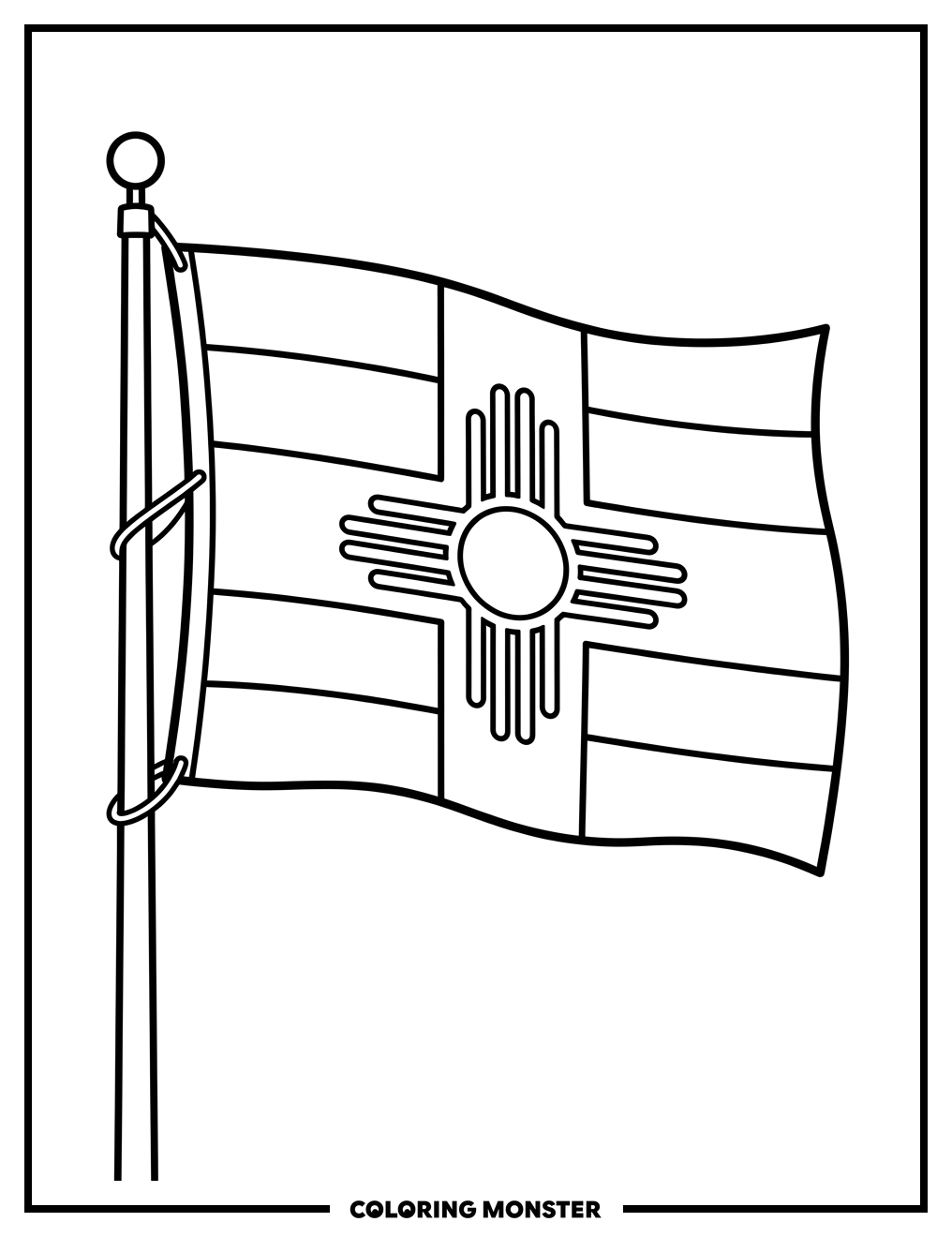 New Mexico Flag Waving Coloring Page