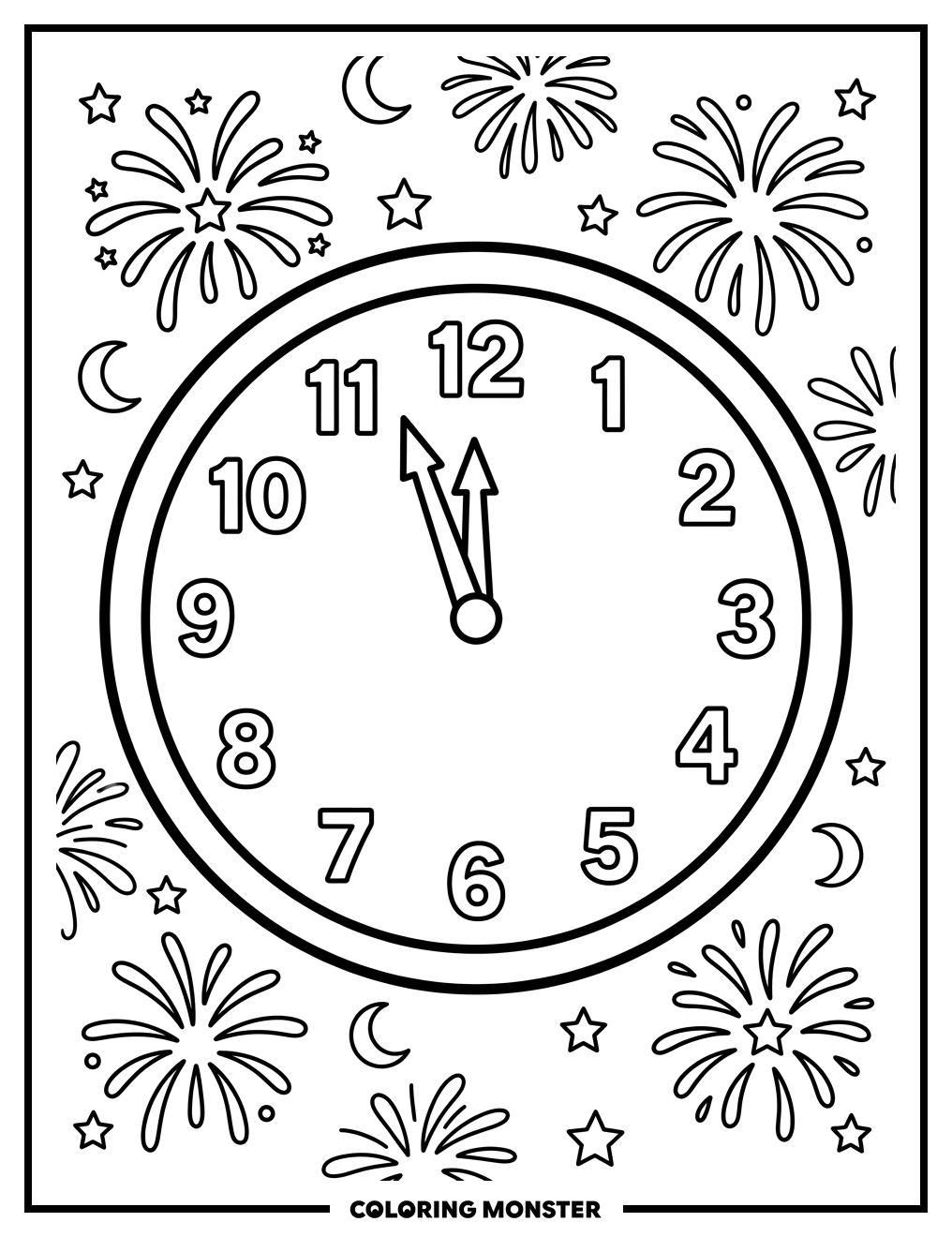 New Year's Eve Clock Coloring Page