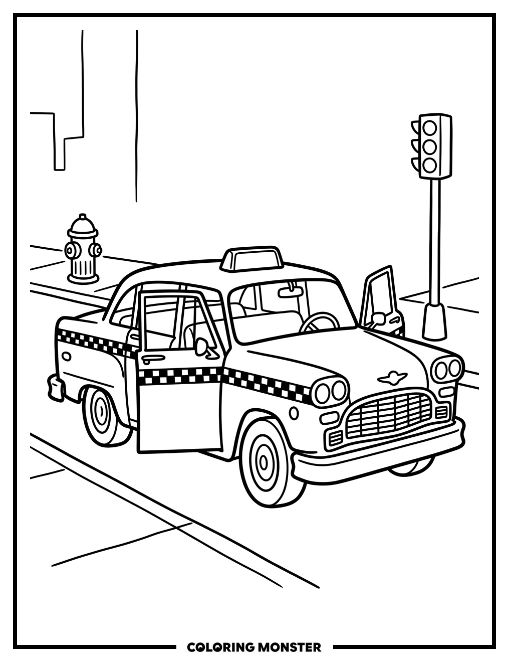 New York City Taxi Cab Coloring Page