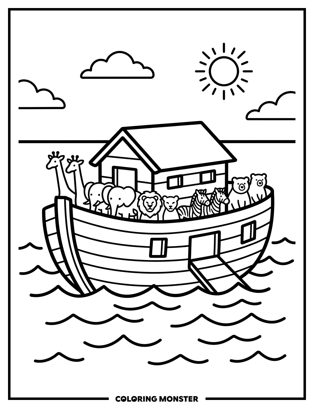 Noah's Ark on Calm Seas Coloring Page