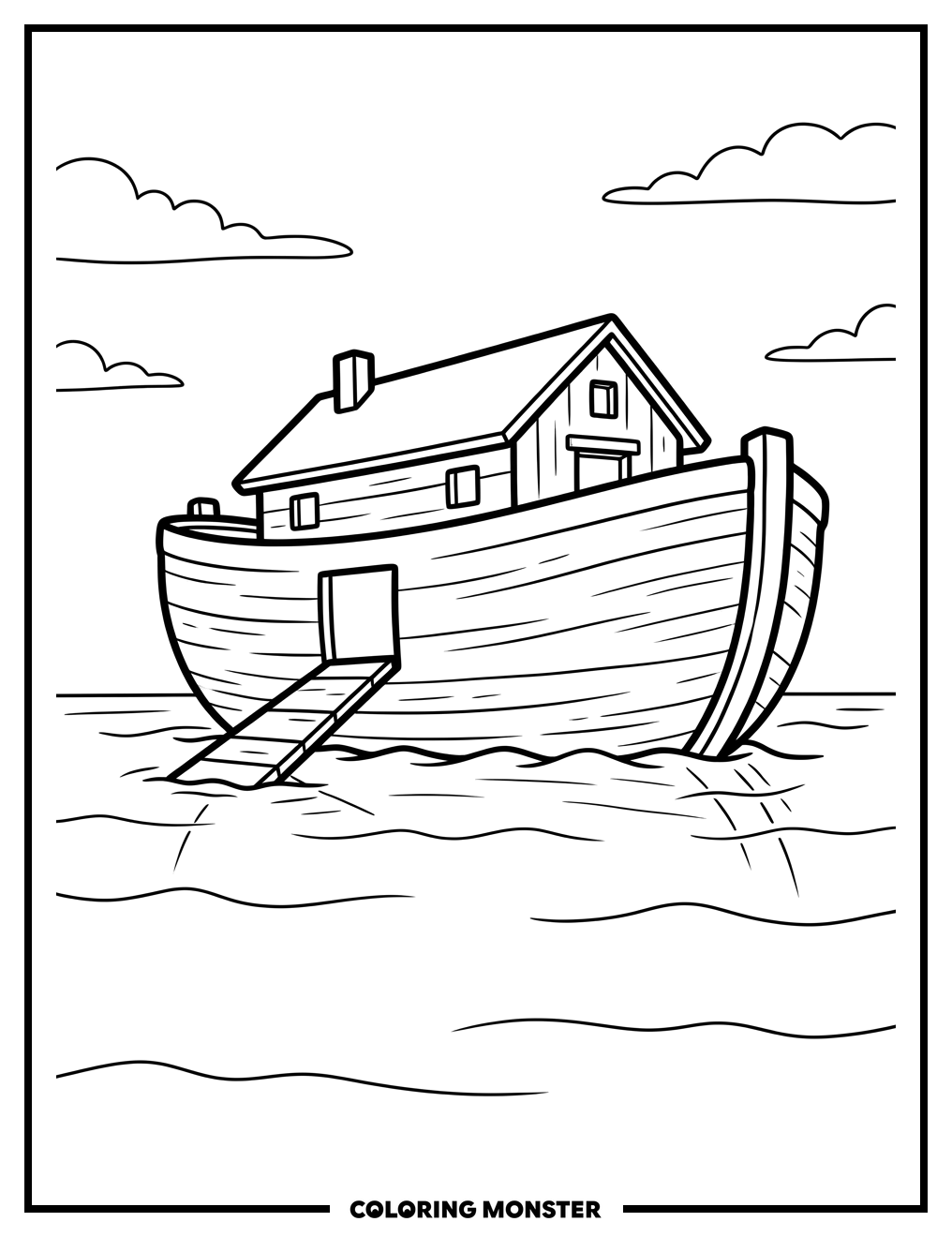 Noah's Ark on Calm Water Coloring Page