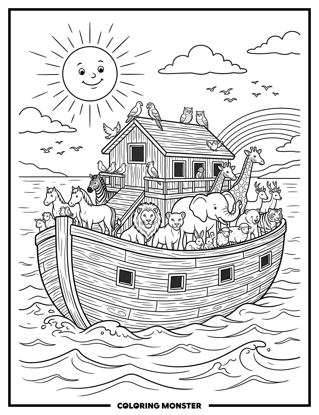 Noah's Ark With Animal Pairs Coloring Page