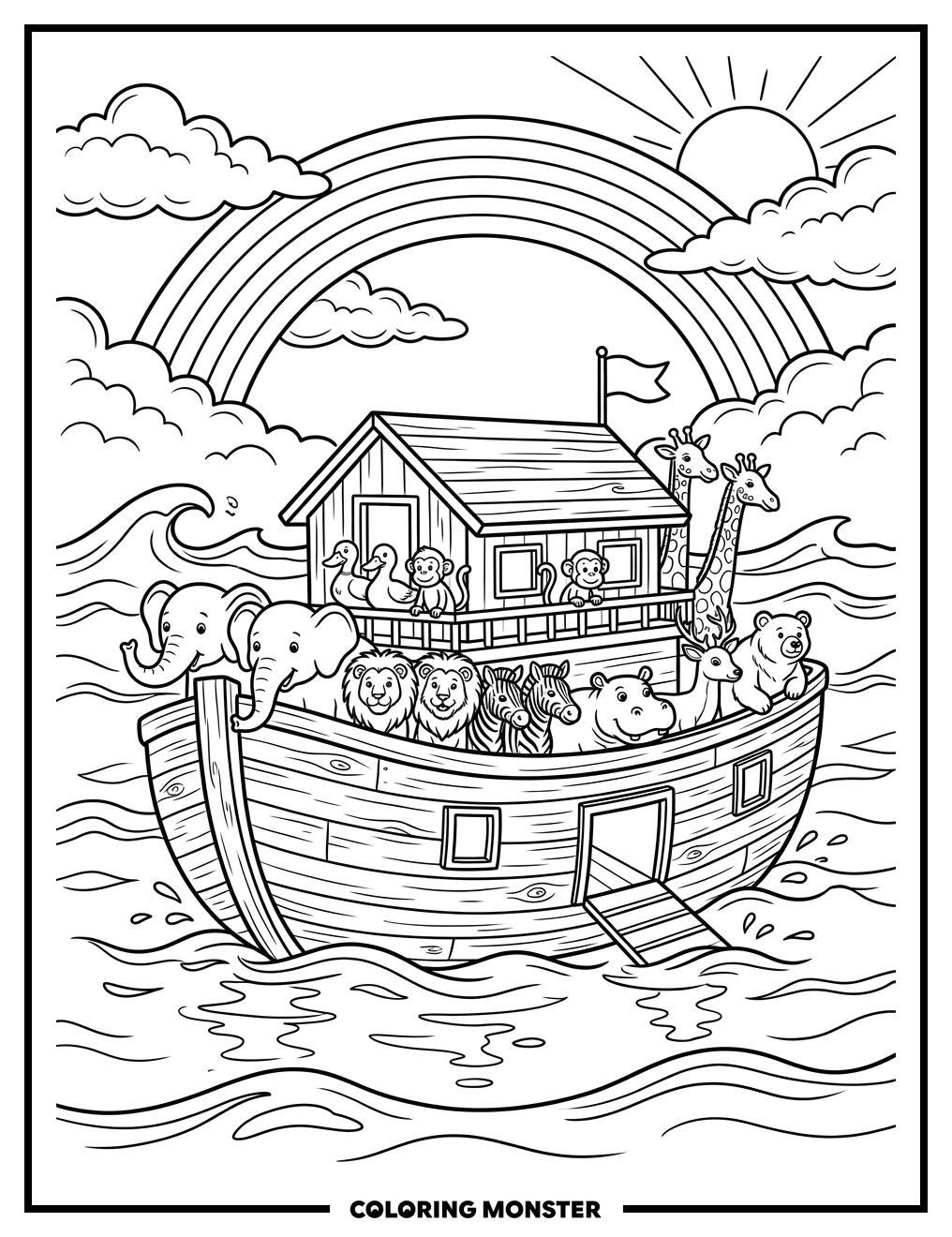 Noah's Ark with Animals Coloring Page