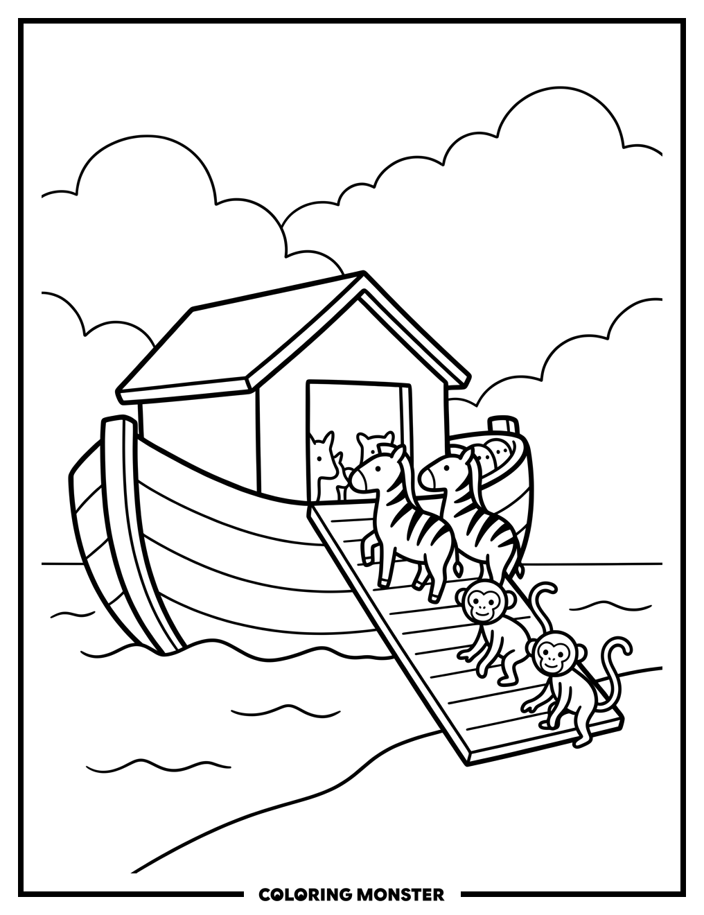Noah's Ark with Animals Coloring Page