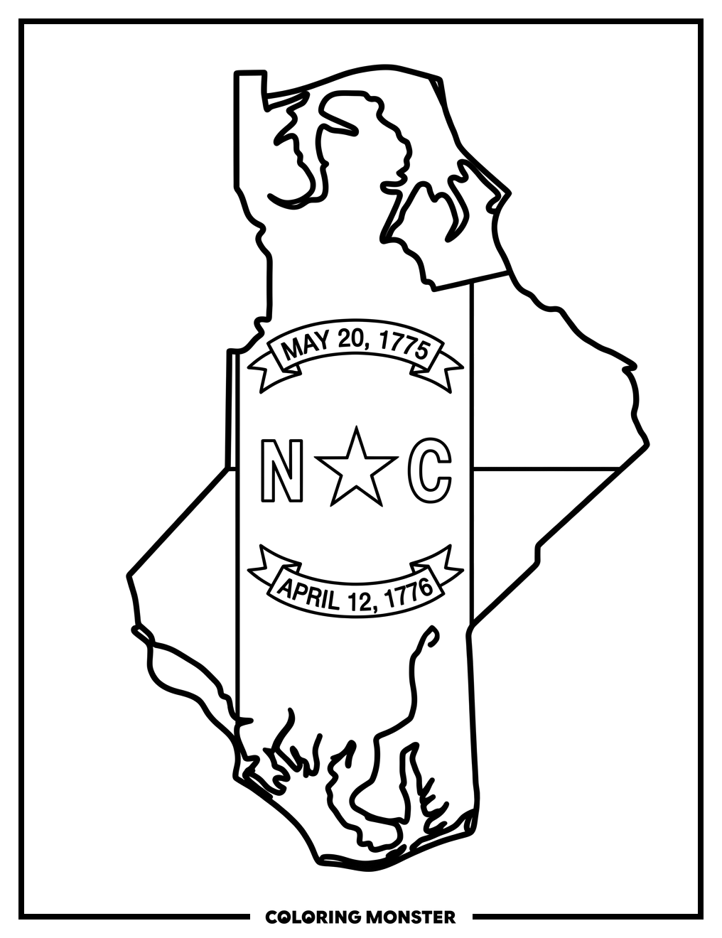 North Carolina Flag Outline Coloring Page