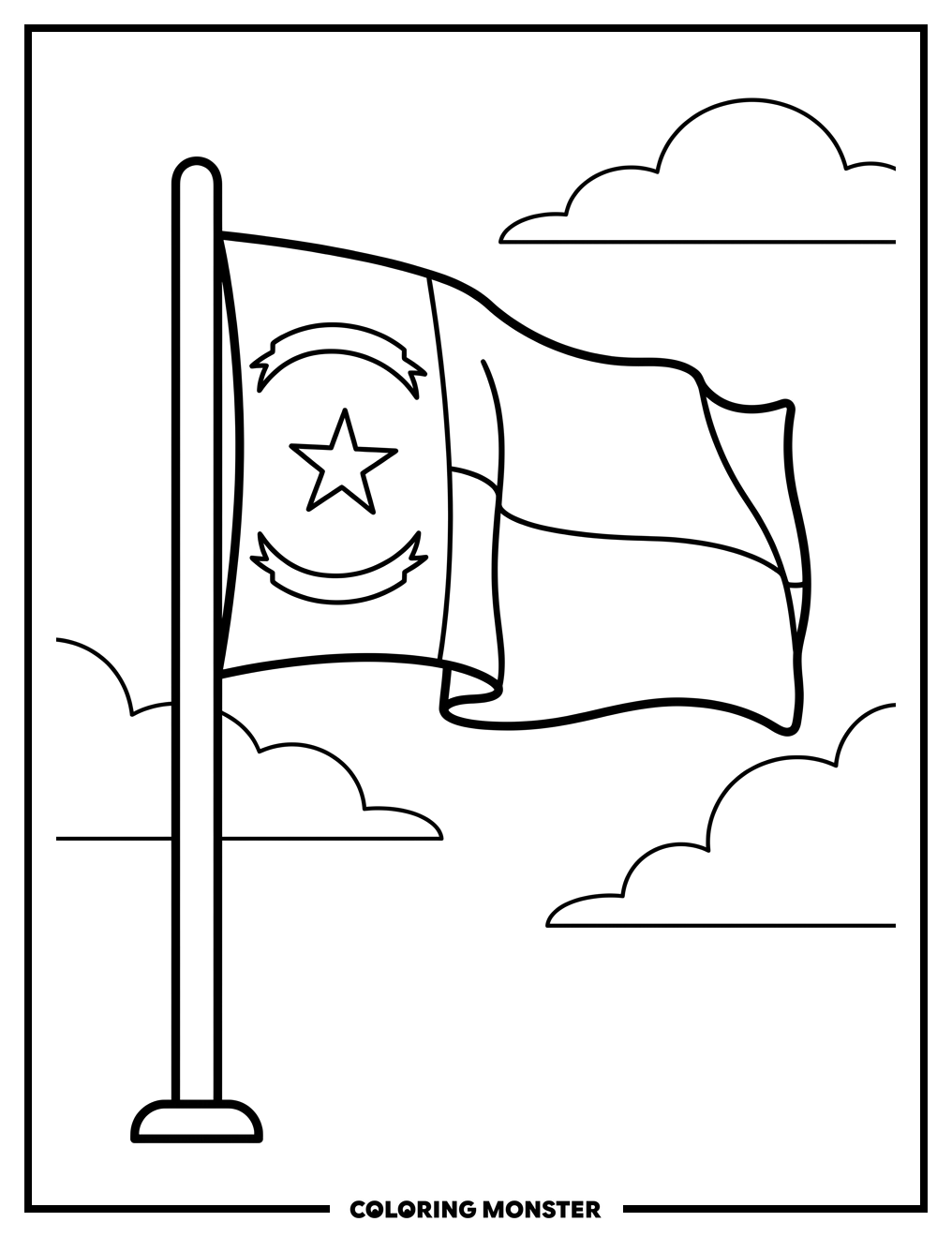 North Carolina State Flag Flying Coloring Page