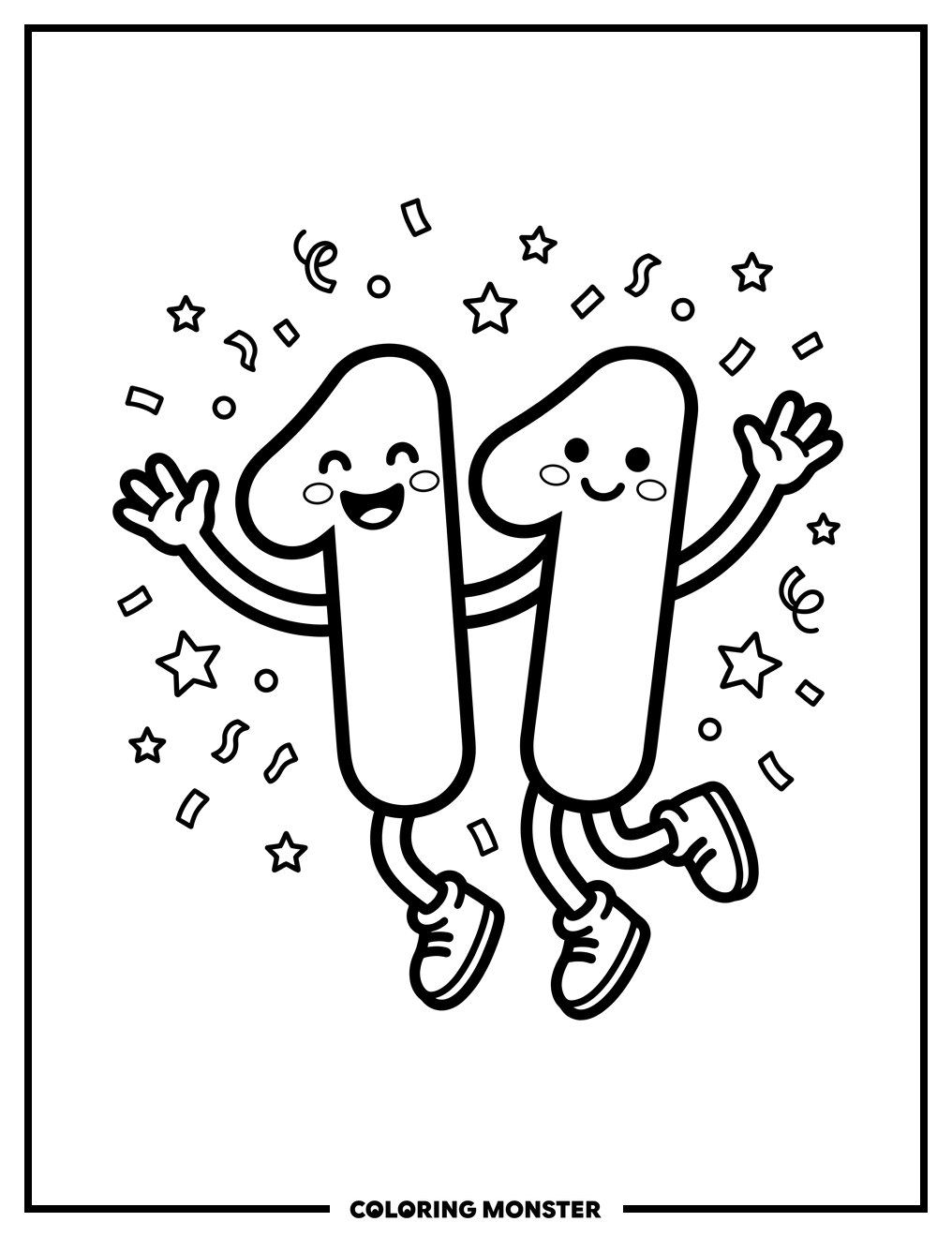 Number 11 Jumps for Joy Coloring Page