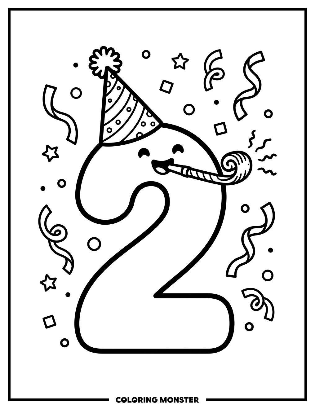 Number Two Birthday Party Coloring Page