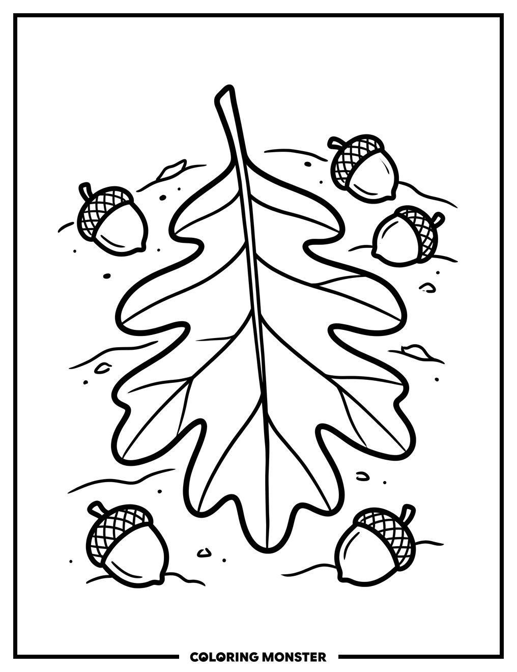 Oak Leaf and Acorns Coloring Page