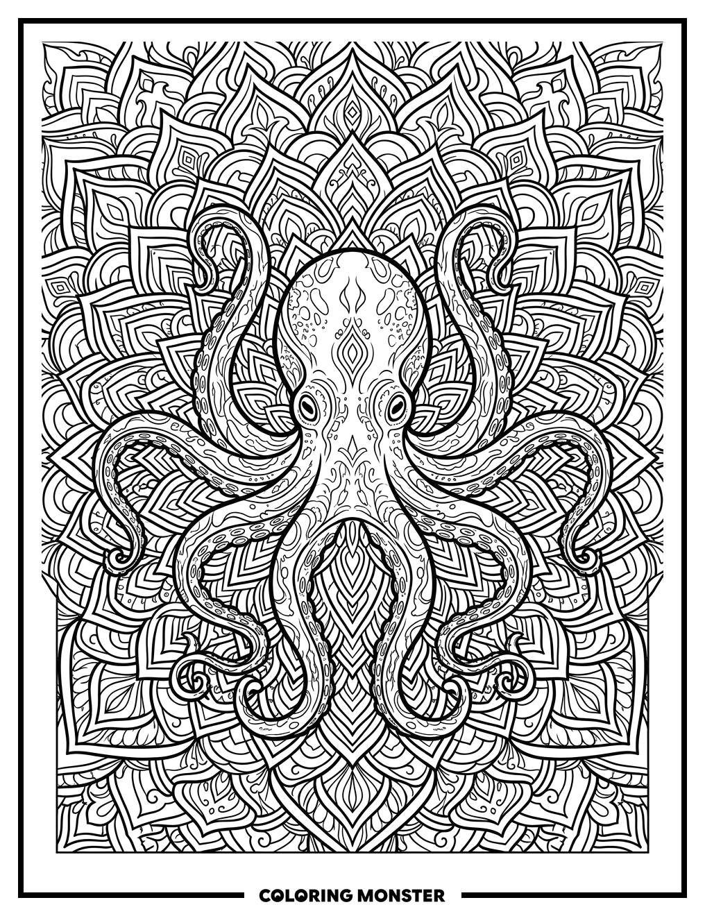 Octopus Mandala Coloring Page