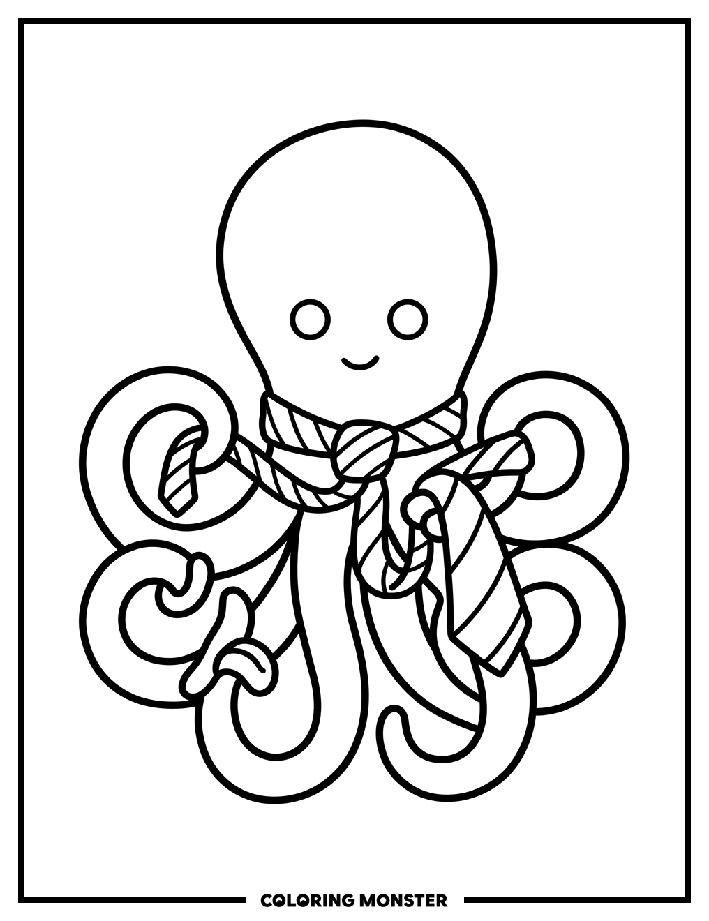 Octopus Tying a Necktie Coloring Page