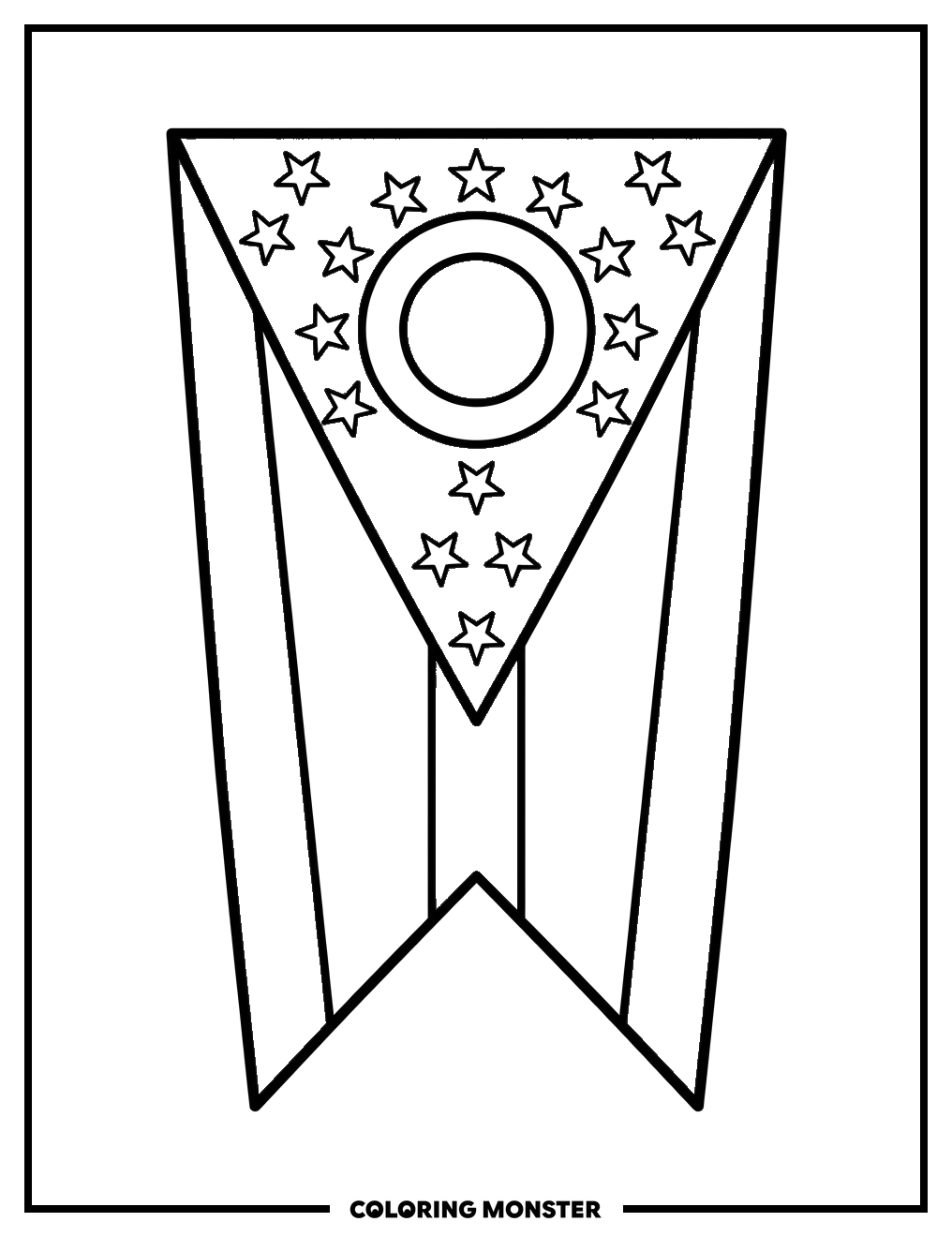 Ohio Flag Banner Coloring Page