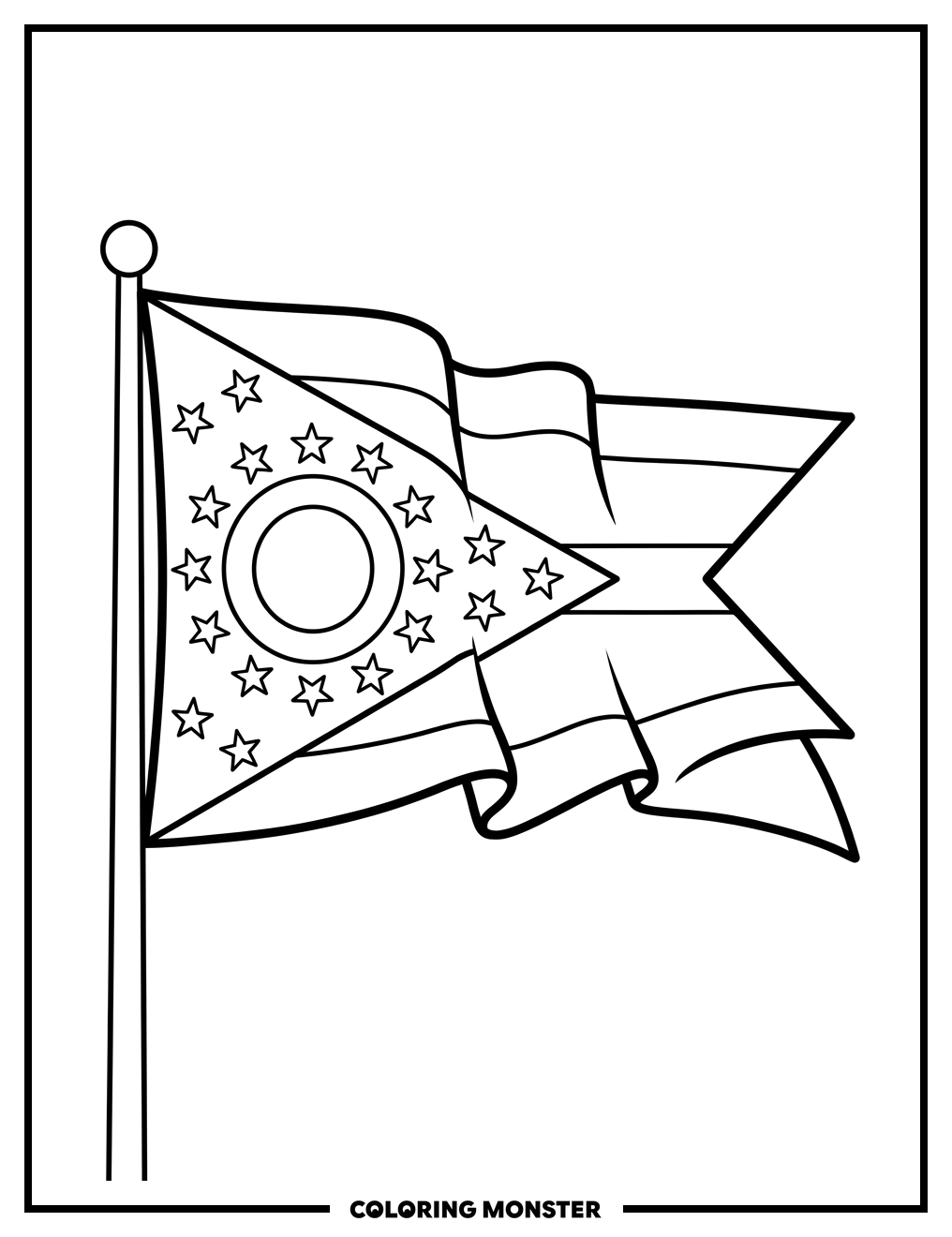 Ohio Flag Waving Coloring Page