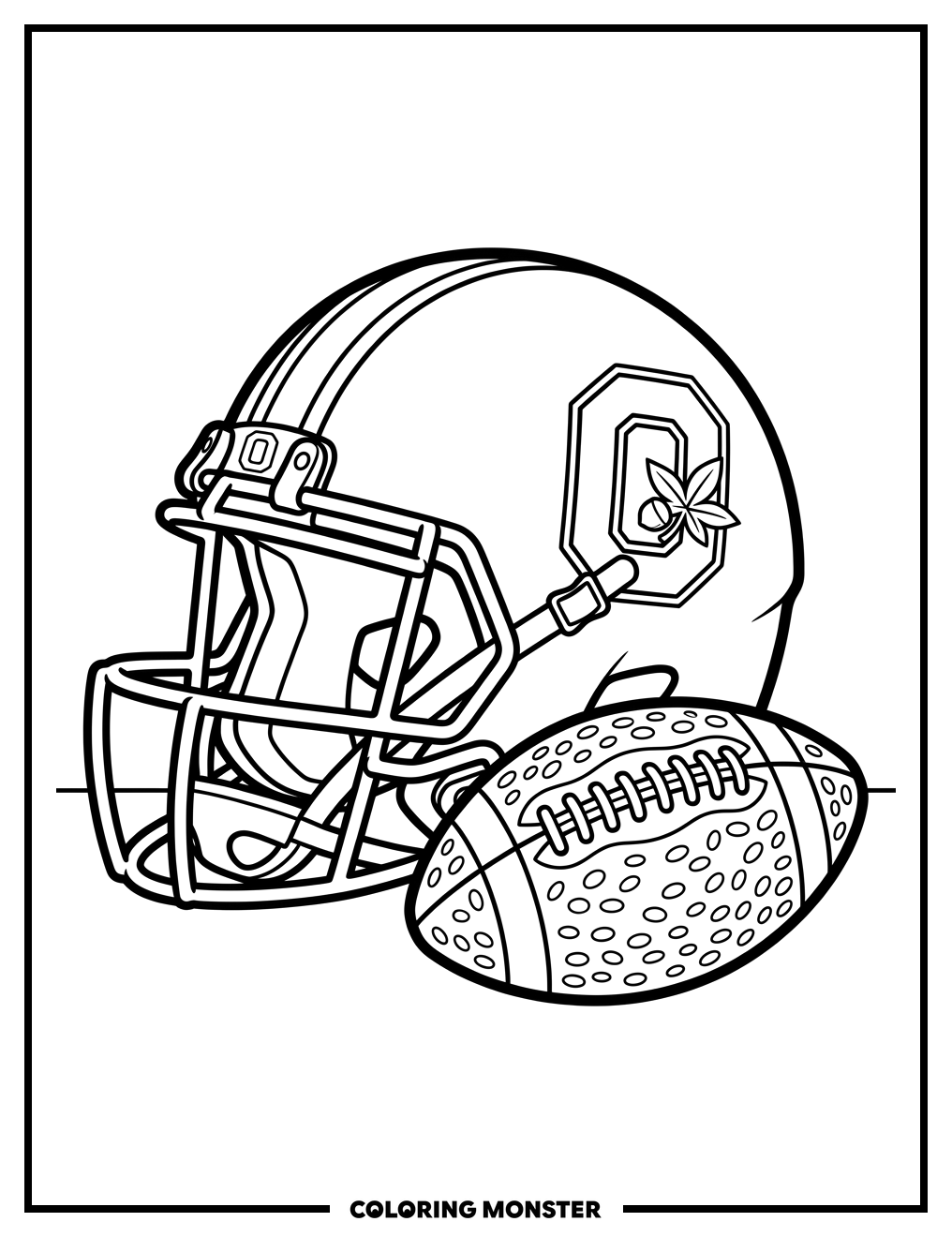 Ohio State Buckeyes Football Helmet and Ball Coloring Page
