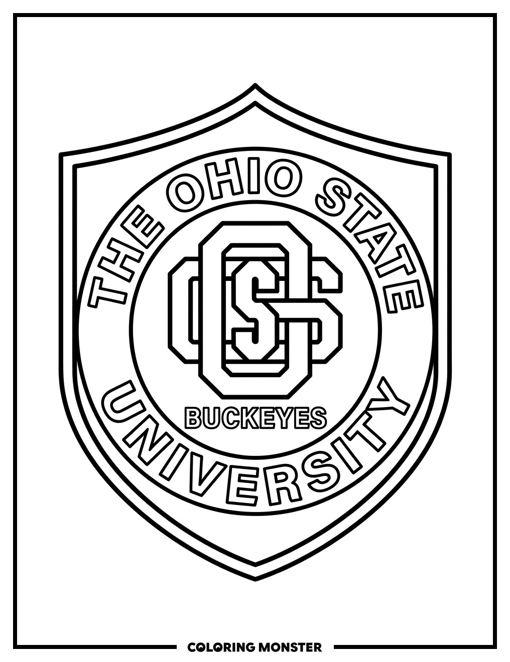 Ohio State Buckeyes Shield Coloring Page