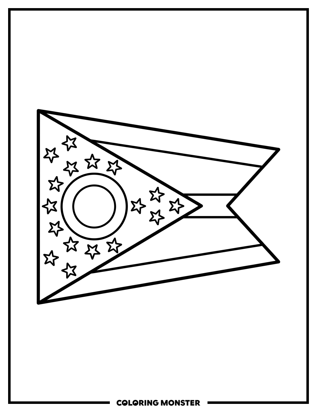 Ohio State Flag Pennant Coloring Page