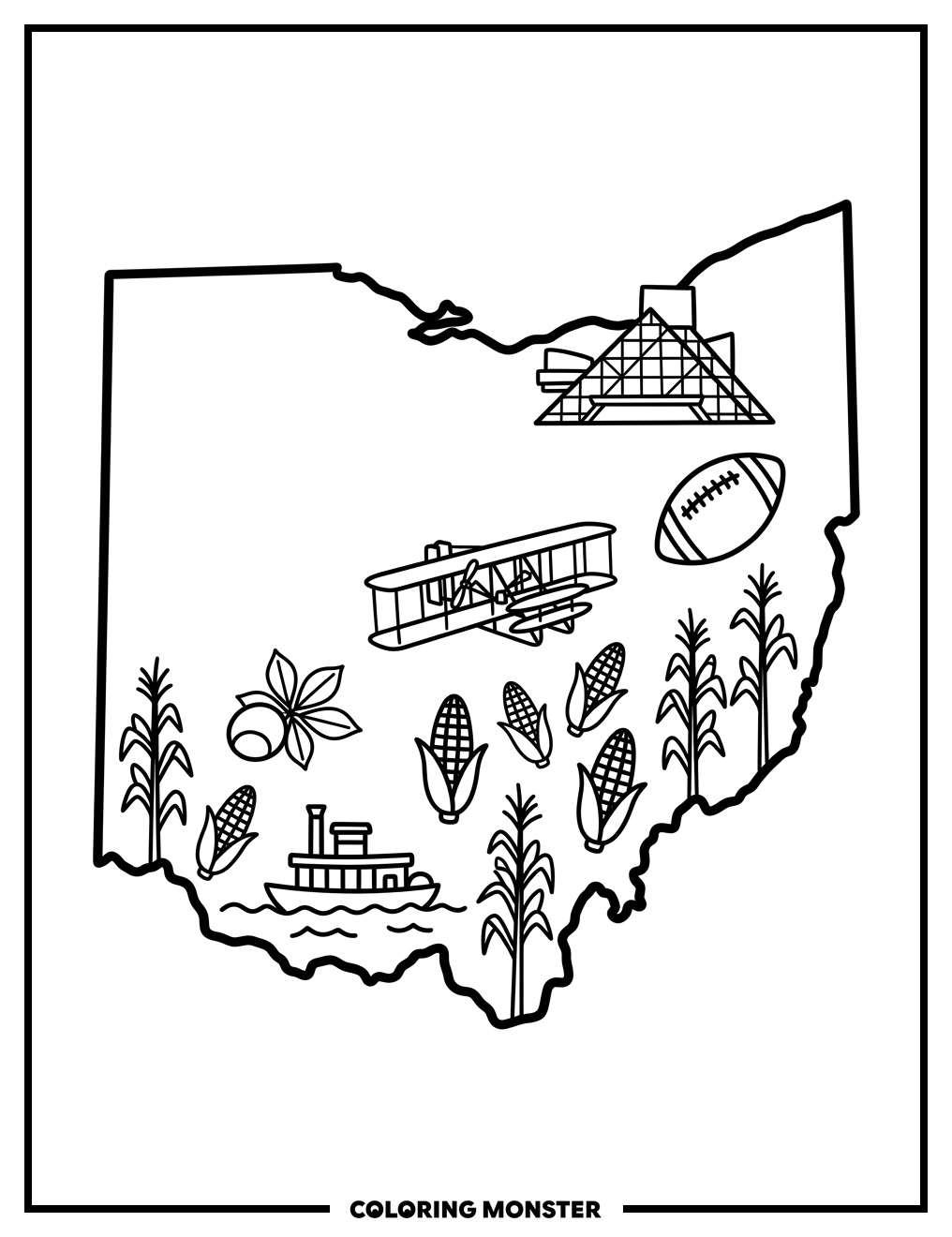 Ohio State Outline Coloring Page