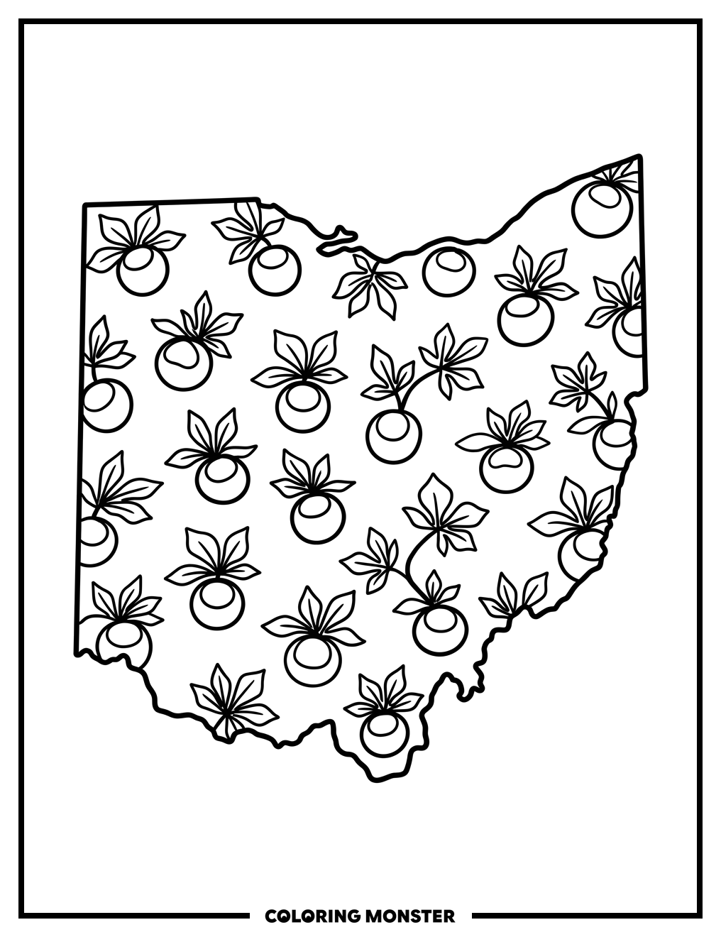 Ohio State Outline Filled With Buckeyes Coloring Page