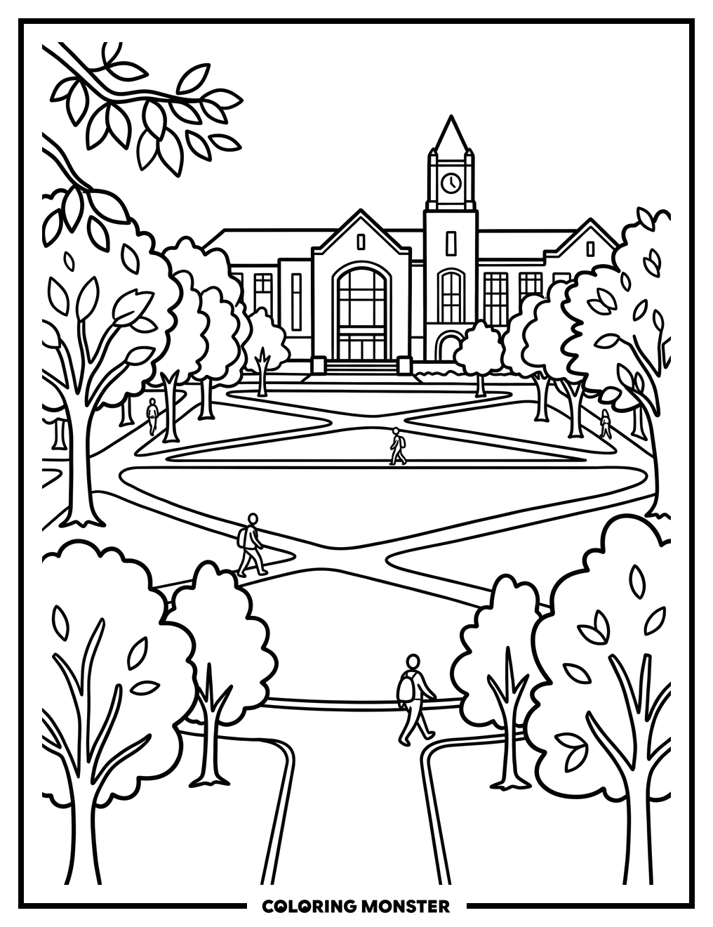 Ohio State University Oval and Union Coloring Page