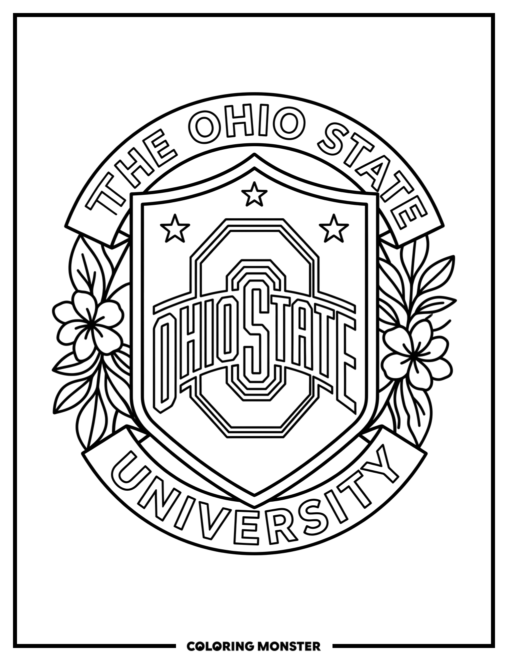 Ohio State University Shield Coloring Page