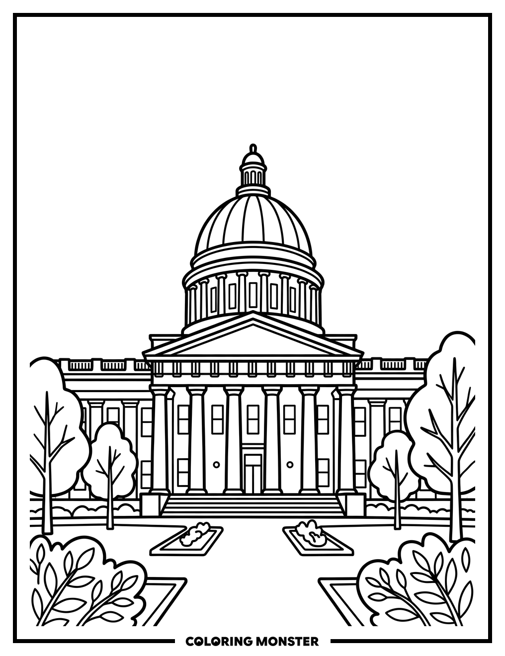Ohio Statehouse Building Coloring Page