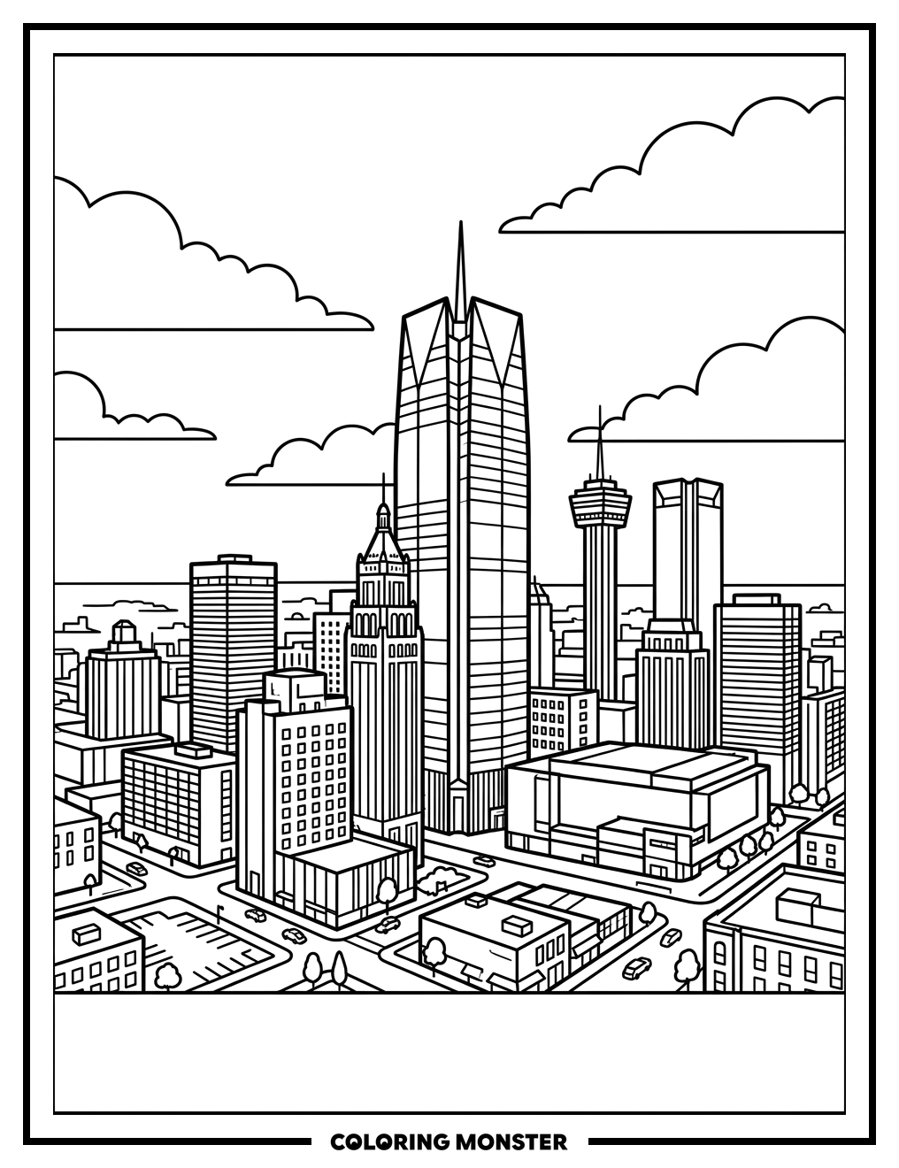 Oklahoma City Skyline Coloring Page