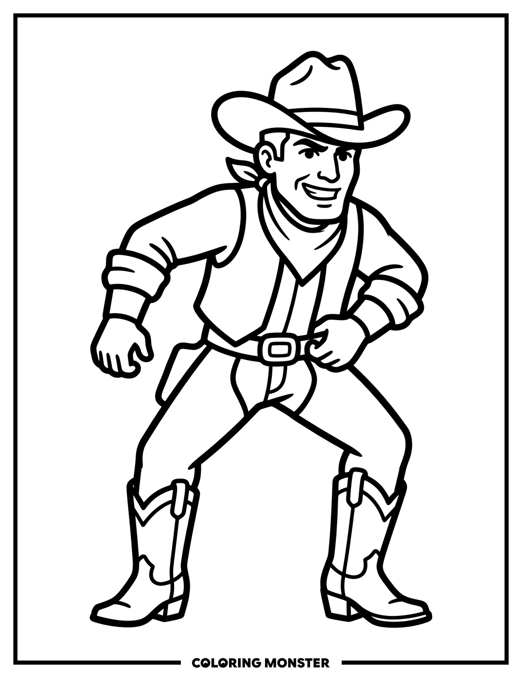 Oklahoma Cowboy Mascot Ready For Action Coloring Page