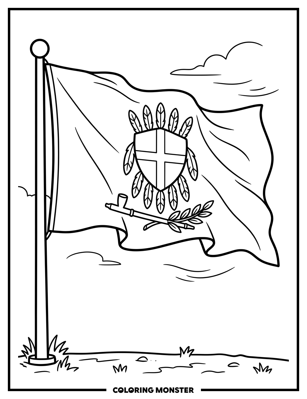 Oklahoma Flag Waving Coloring Page