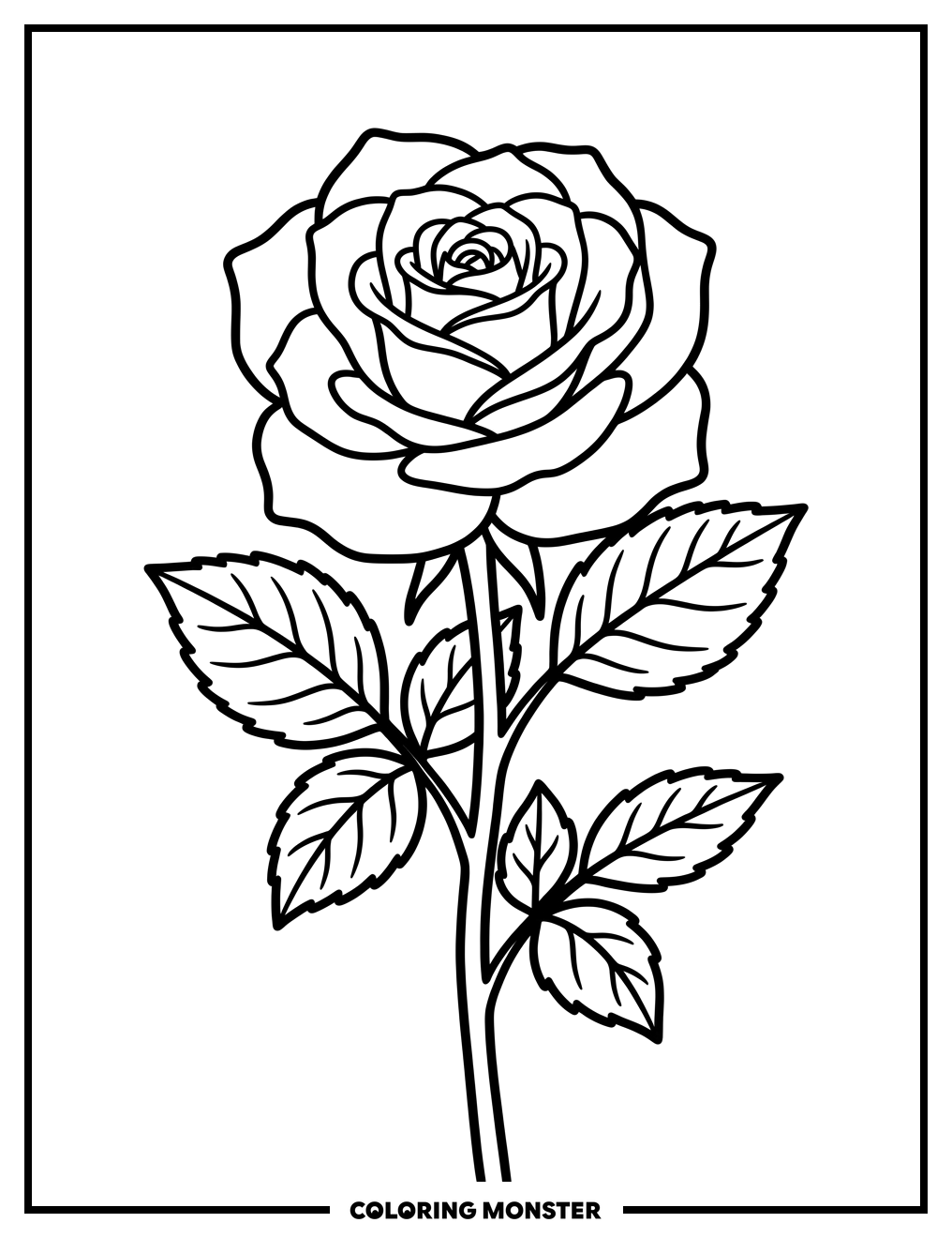 Oklahoma Rose in Full Bloom Coloring Page