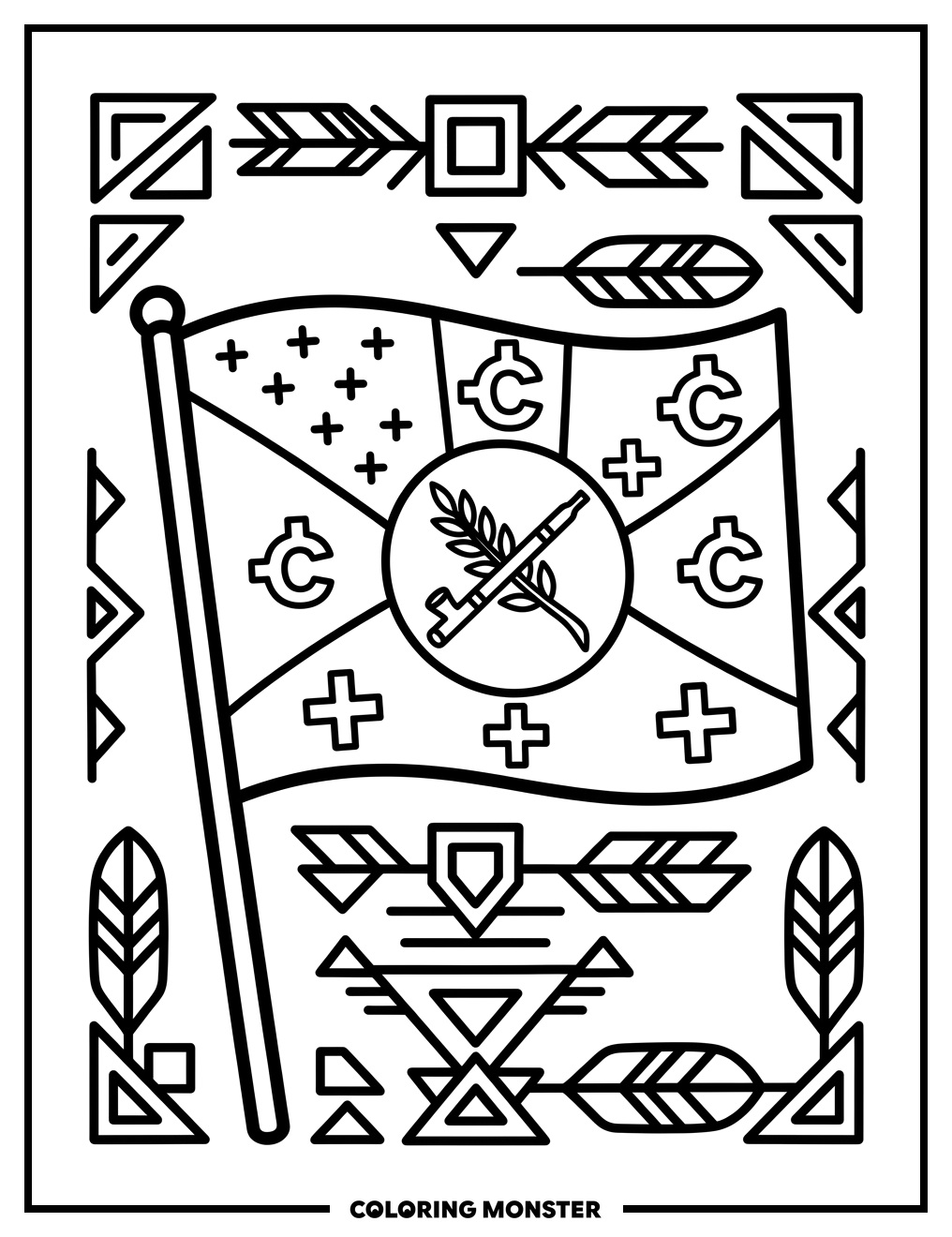 Oklahoma State Flag Coloring Page