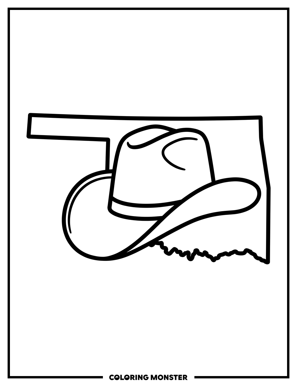 Oklahoma State with Cowboy Hat Coloring Page