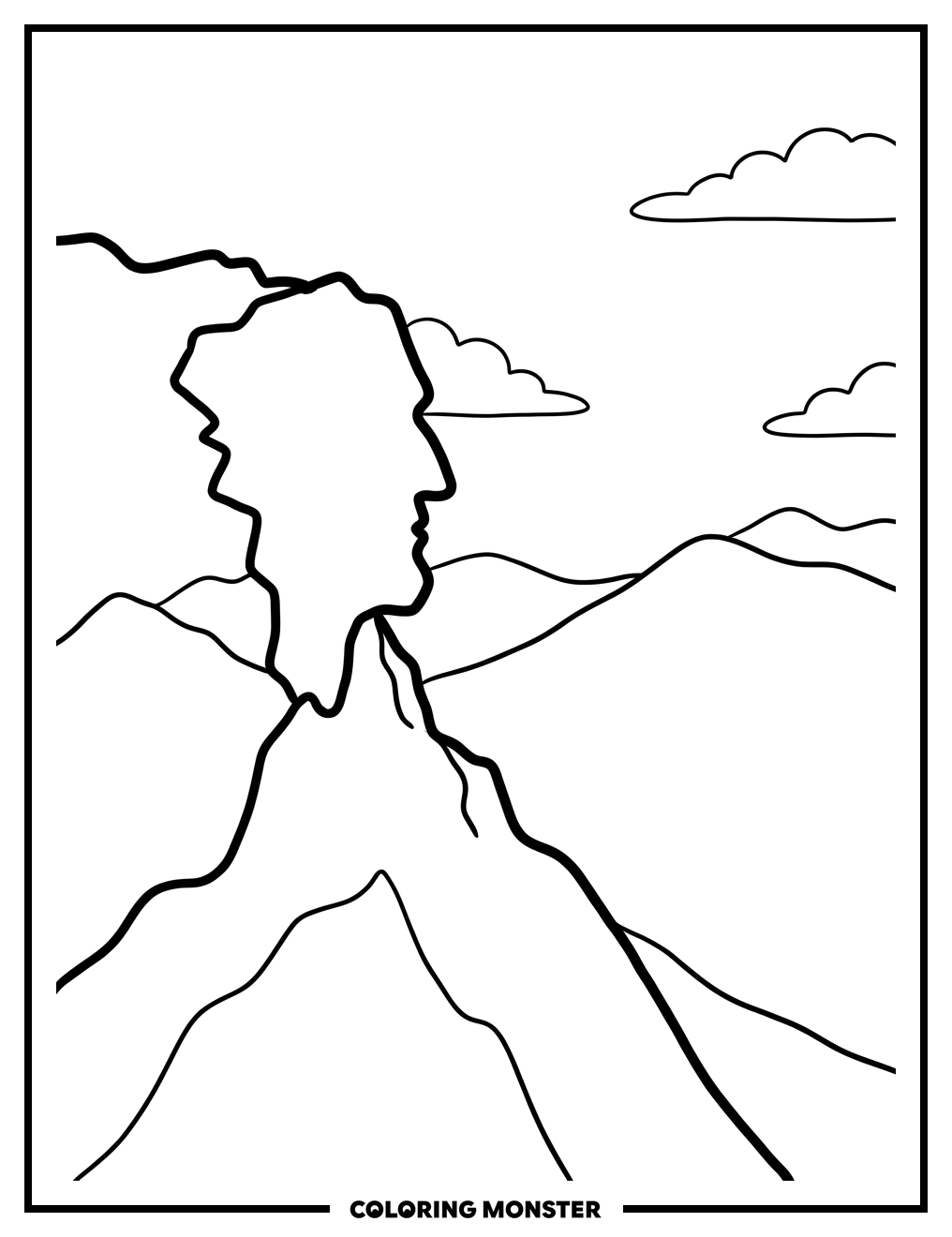 Old Man of the Mountain Silhouette Coloring Page
