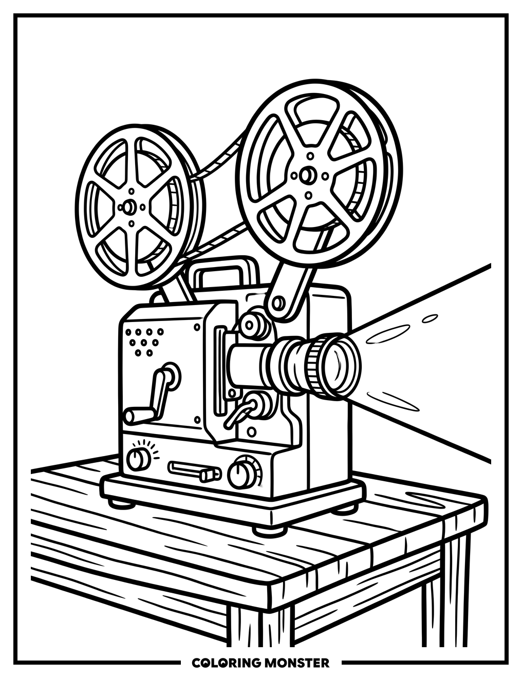 Old Movie Projector Beam Coloring Page