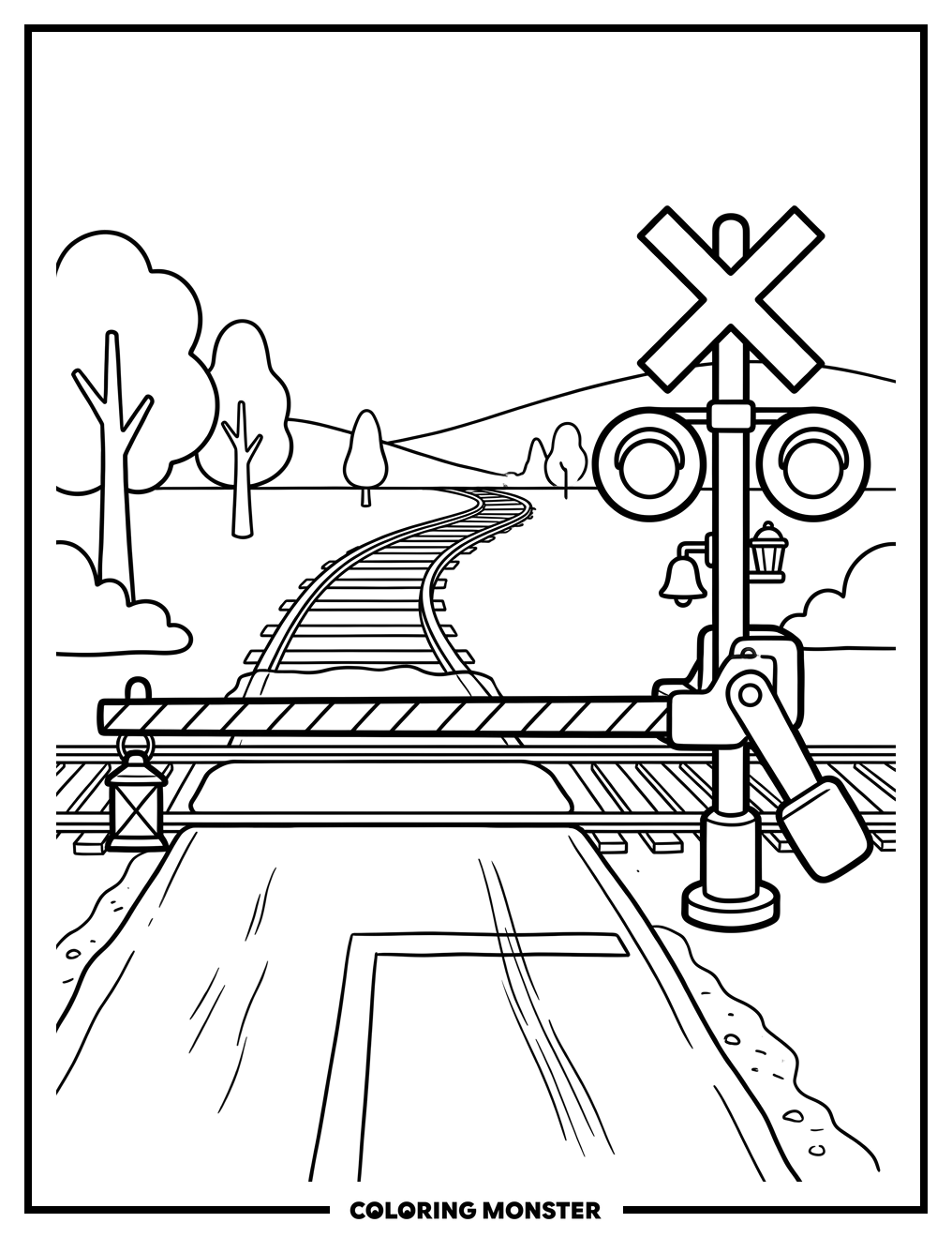Old Railroad Crossing Gate Coloring Page