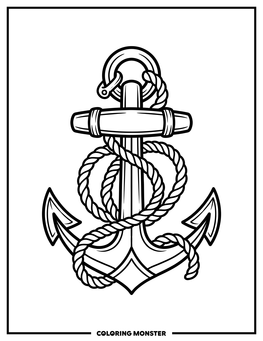 Old School Anchor Tattoo Coloring Page