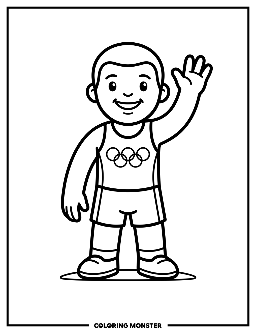Olympic Mascot Waving Hello Coloring Page