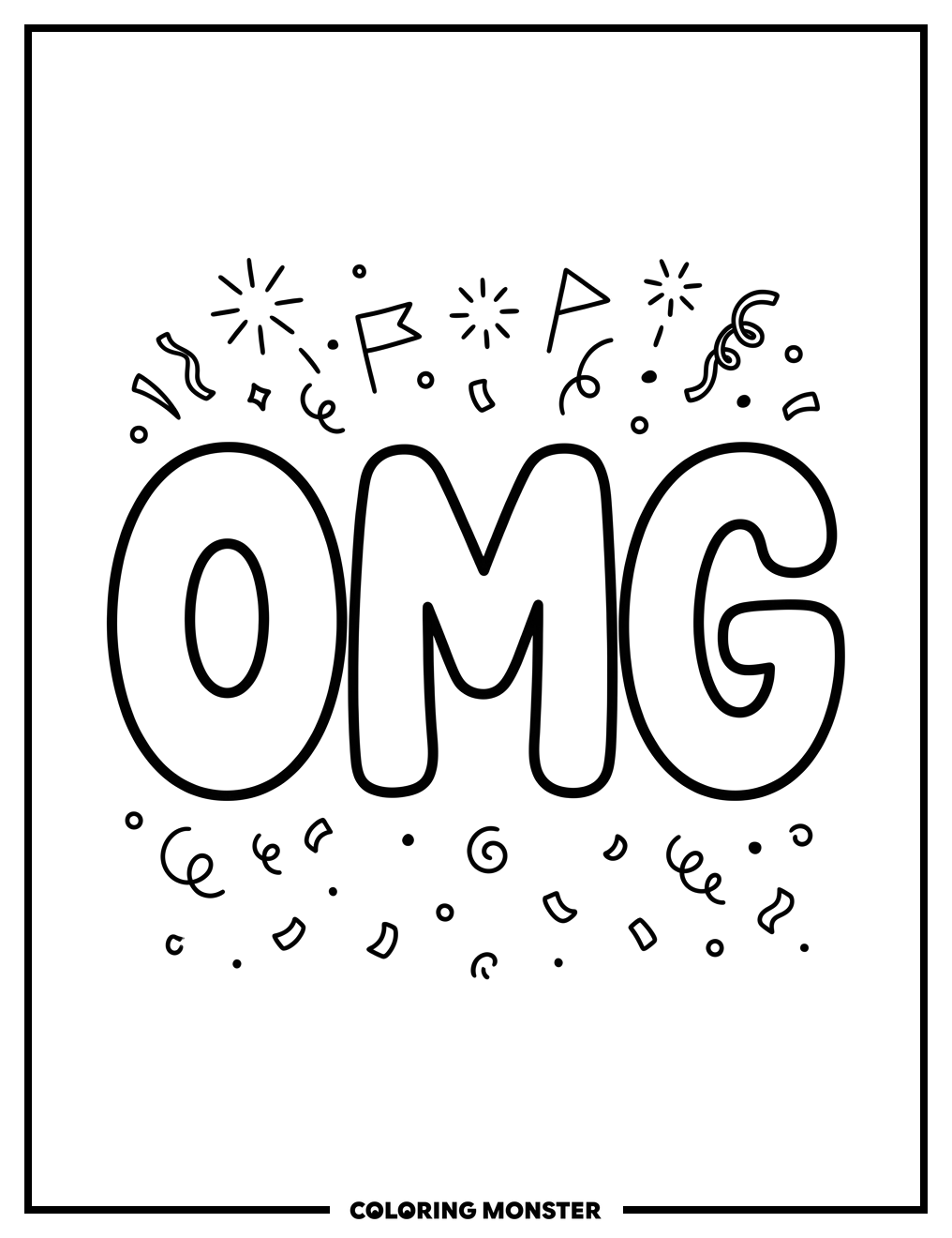 OMG Celebration Letters Coloring Page