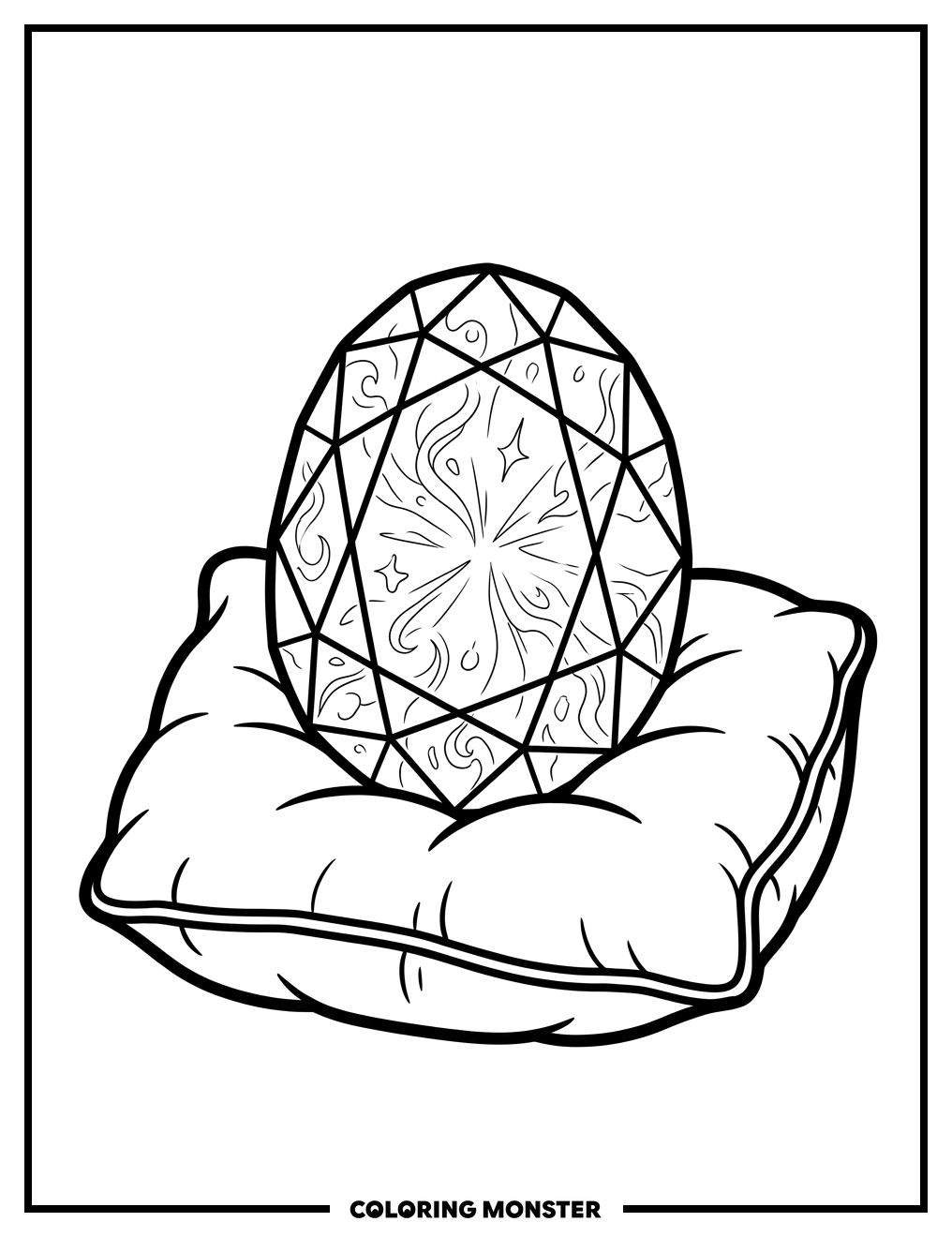 Opal Gemstone on Velvet Cushion Coloring Page